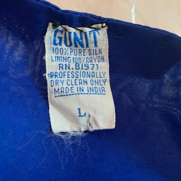 Vintage Gunit beaded silk vest size L royal blue with silver and white beads - Picture 9 of 11